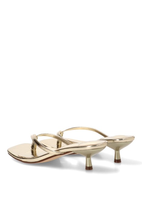 Sandalia dedo con tacón medio oro de mujer Luna Collection JM-5740F