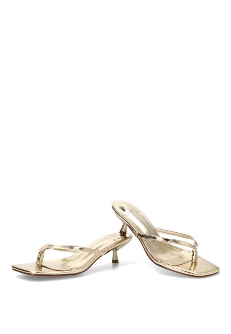 Sandalia dedo con tacón medio oro de mujer Luna Collection JM-5740F
