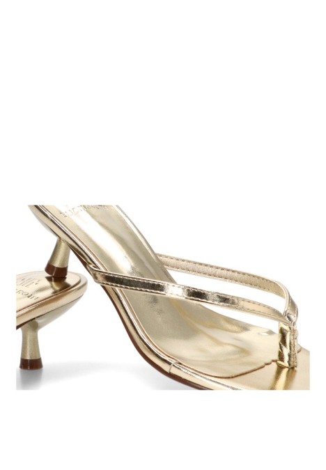 Sandalia dedo con tacón medio oro de mujer Luna Collection JM-5740F