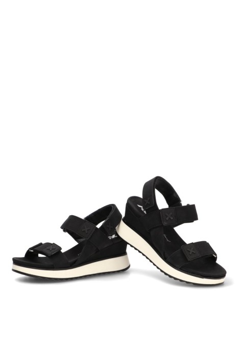 Sandalia con suela de cuña media para mujer XTI 143848 negra