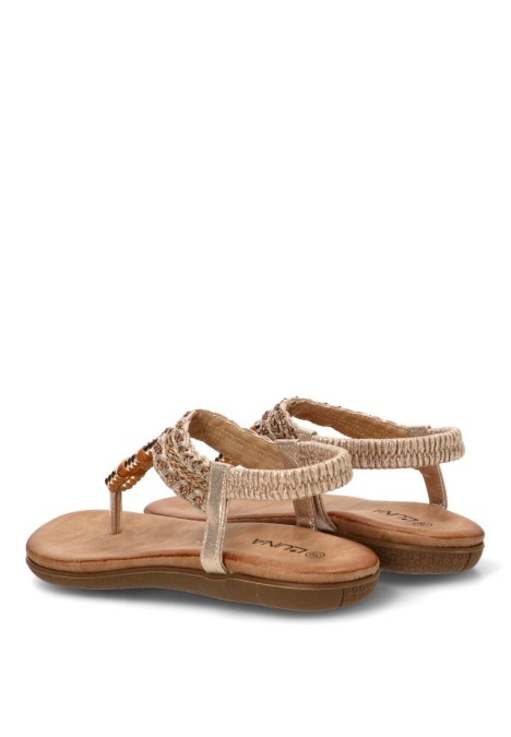 Sandalia oro de mujer STAY 60-3143 con corte T y suela plana