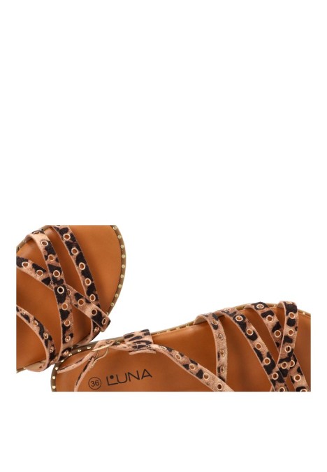 Sandalia con tiras y suela plana en leopardo de mujer STAY 60-3149