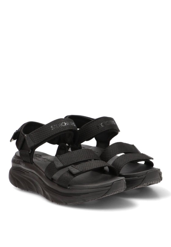 Sandalia con cierre de velcro SKECHERS 119828 de mujer, cuña media negra