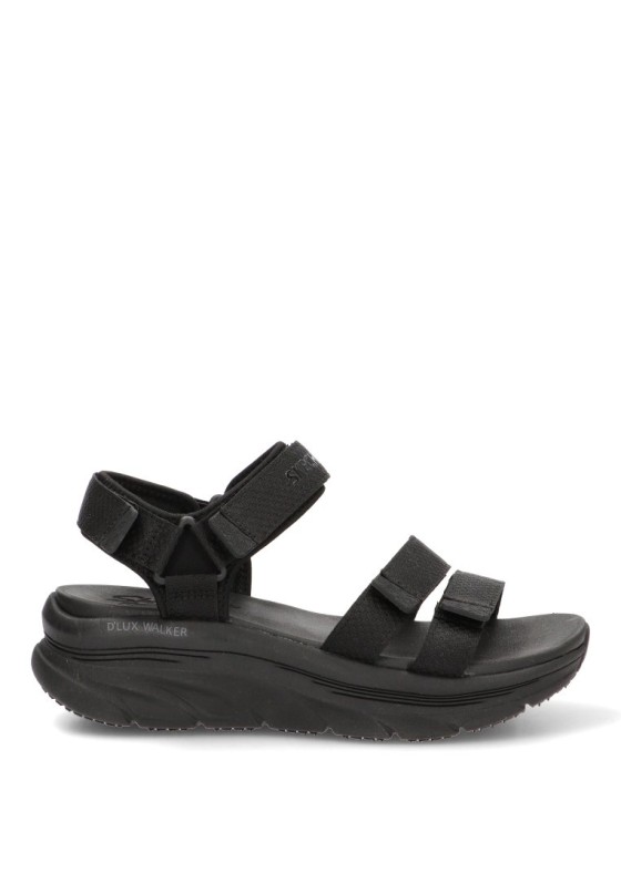 Sandalia con cierre de velcro SKECHERS 119828 de mujer, cuña media negra