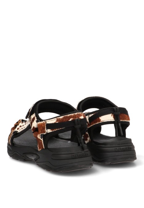 Sandalia de mujer DR FRANKLIN en piel multicolor con suela plana DFSH406008