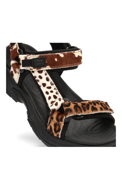 Sandalia de mujer DR FRANKLIN en piel multicolor con suela plana DFSH406008