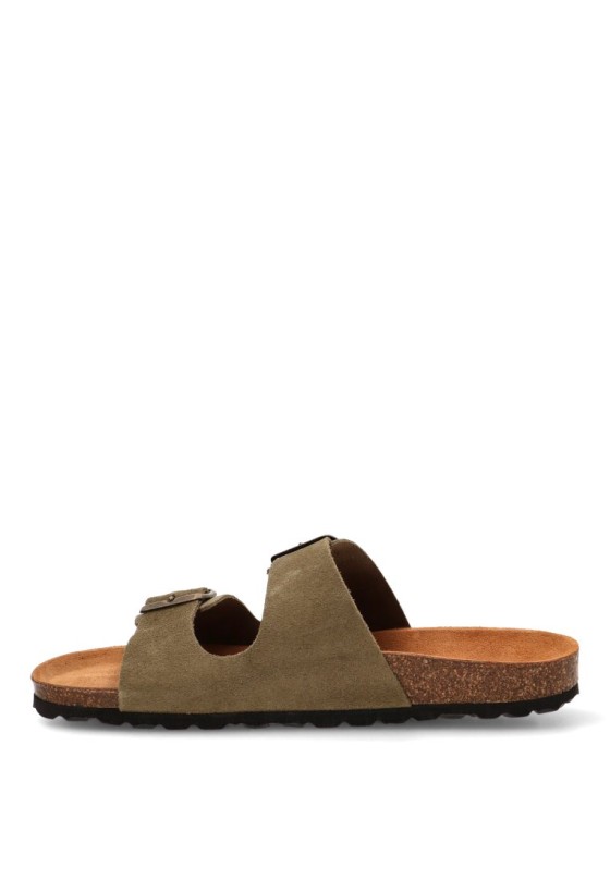 Sandalia de hombre AUTENTI 3195 en piel verde con suela plana