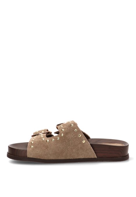 Sandalia de piel taupe con suela plana de mujer CARMINA JHILTON H55-3085
