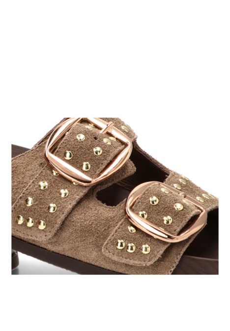 Sandalia de piel taupe con suela plana de mujer CARMINA JHILTON H55-3085