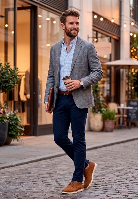 Bluchers de hombre ETIKA 60928 camel sintetico suela plana