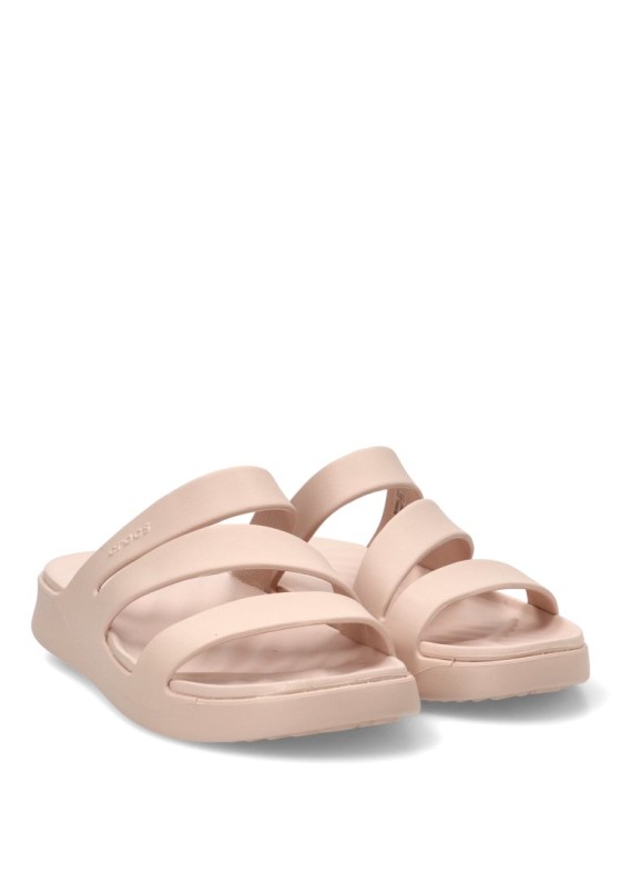 Sandalia de playa beige con suela plana para mujer CROCS 209587