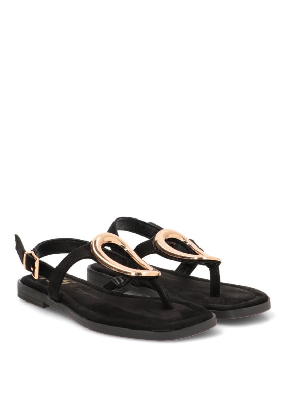 Sandalia de mujer XTI 145494 en antelina negra