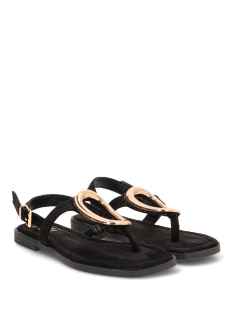 Sandalia de mujer XTI 145494 en antelina negra