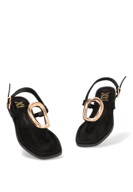 Sandalia de mujer XTI 145494 en antelina negra
