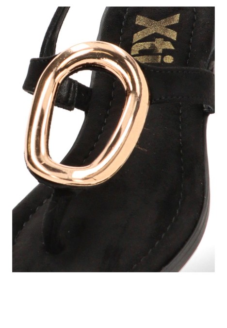 Sandalia de mujer XTI 145494 en antelina negra