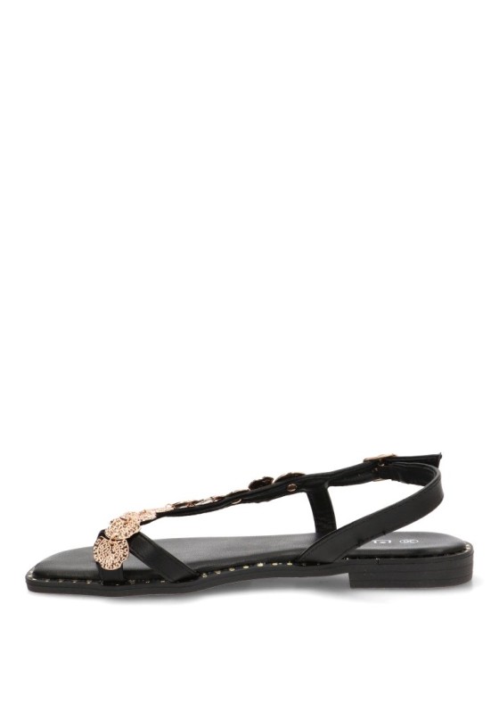 Sandalia negra de mujer STAY 60-2070 con monedas