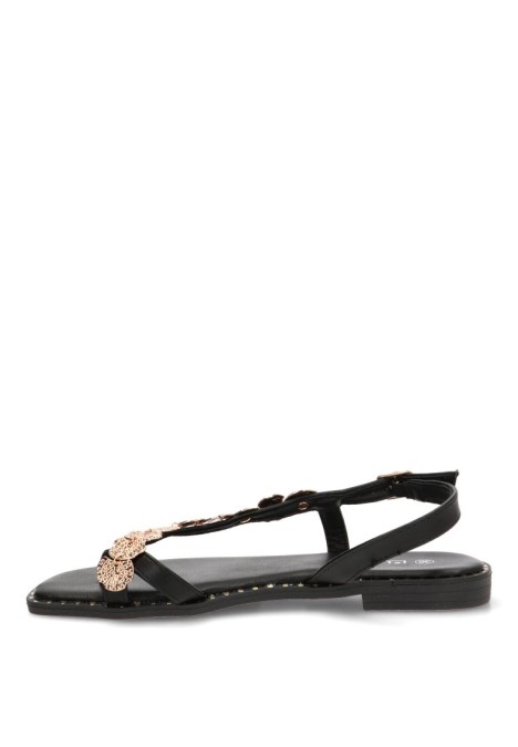 Sandalia negra de mujer STAY 60-2070 con monedas