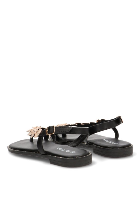 Sandalia negra de mujer STAY 60-2070 con monedas