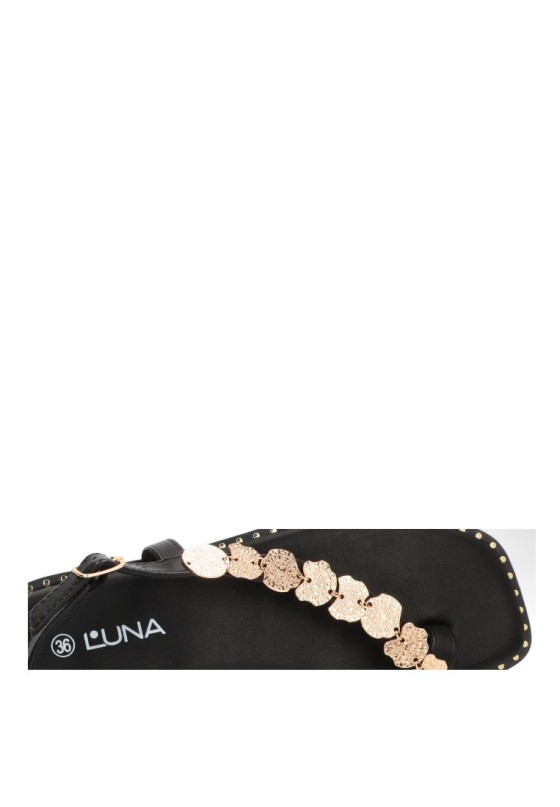 Sandalia negra de mujer STAY 60-2070 con monedas