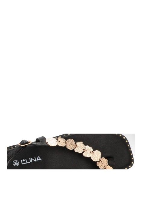 Sandalia negra de mujer STAY 60-2070 con monedas