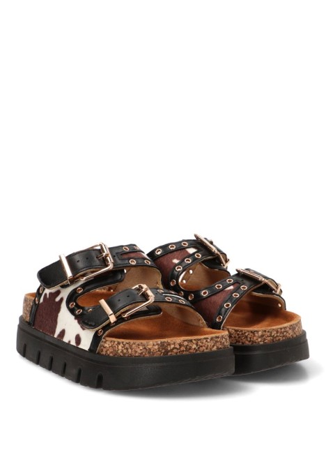 Sandalia para mujer STAY 27-3052 en color vaca con suela doble y plataforma BIOS