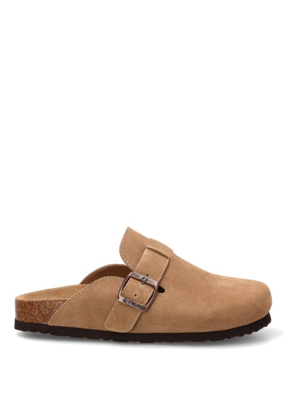 Zueco en piel camel de mujer ETIKA 10176