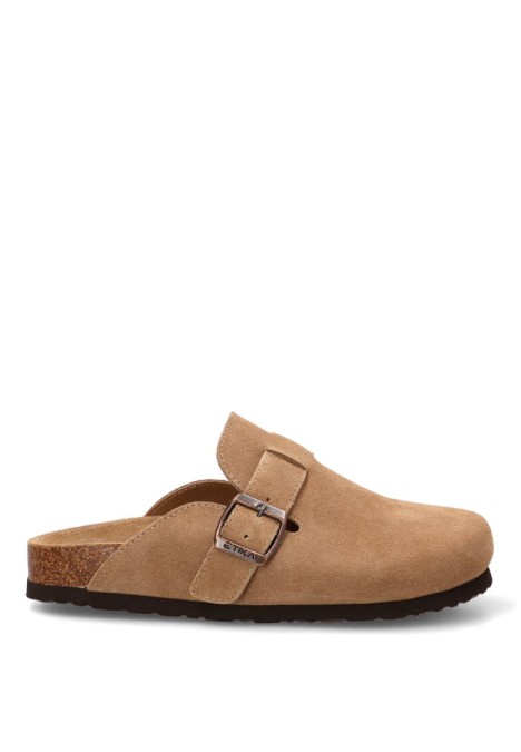 Zueco en piel camel de mujer ETIKA 10176