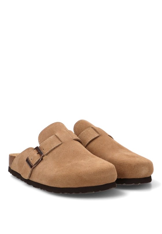 Zueco en piel camel de mujer ETIKA 10176