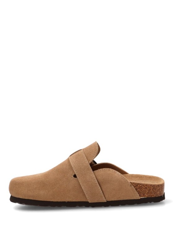 Zueco en piel camel de mujer ETIKA 10176
