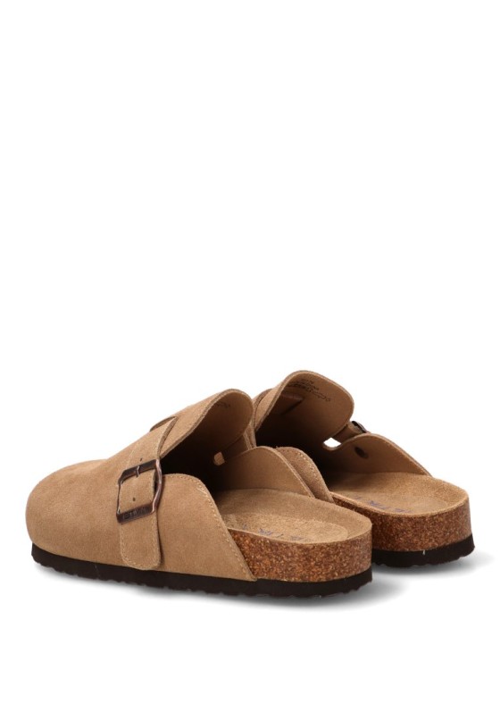 Zueco en piel camel de mujer ETIKA 10176