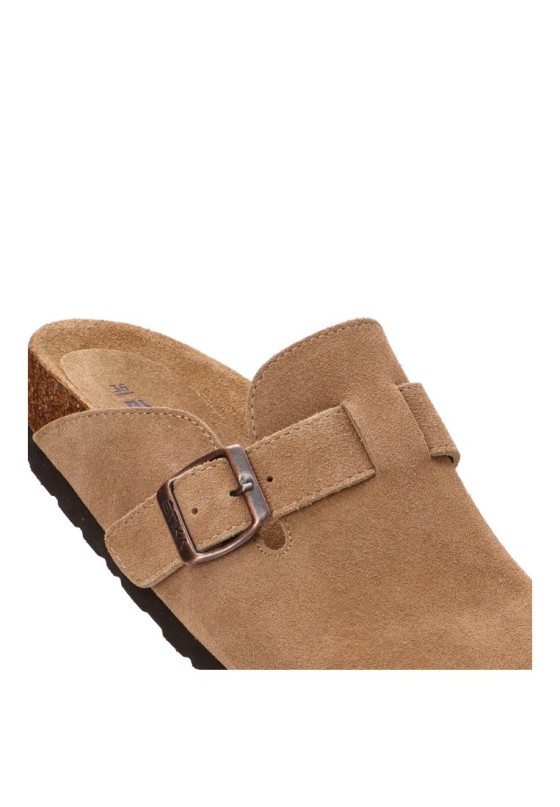 Zueco en piel camel de mujer ETIKA 10176