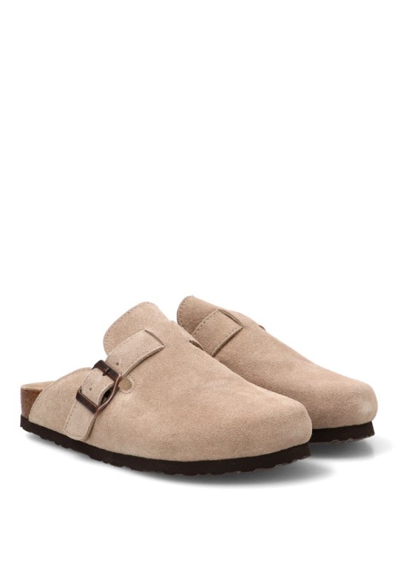 Zueco de piel taupe para mujer ETIKA 10176
