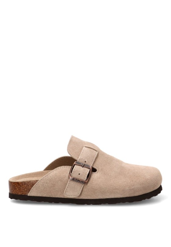 Zueco de piel taupe para mujer ETIKA 10176