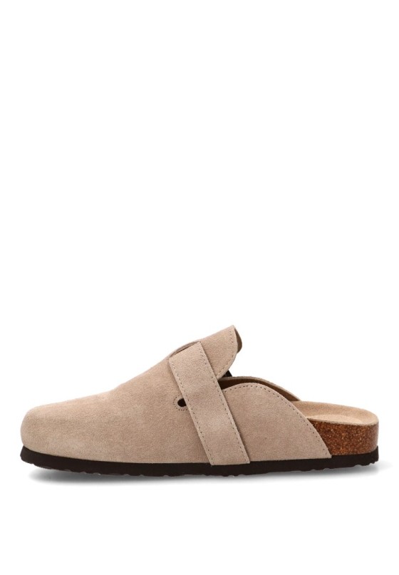 Zueco de piel taupe para mujer ETIKA 10176