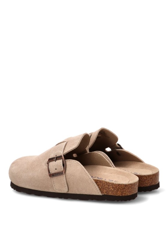 Zueco de piel taupe para mujer ETIKA 10176