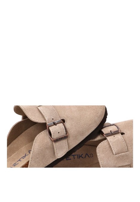 Zueco de piel taupe para mujer ETIKA 10176