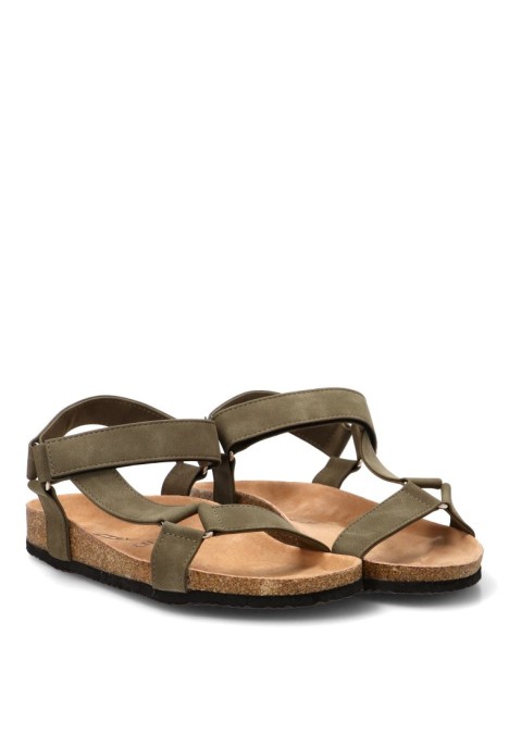 Sandalia kakhi con cierre de velcro para hombre STAY 27-3007C