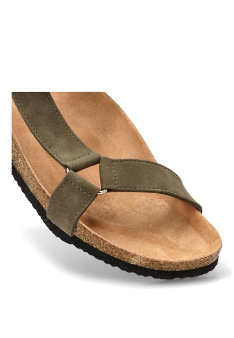 Sandalia kakhi con cierre de velcro para hombre STAY 27-3007C