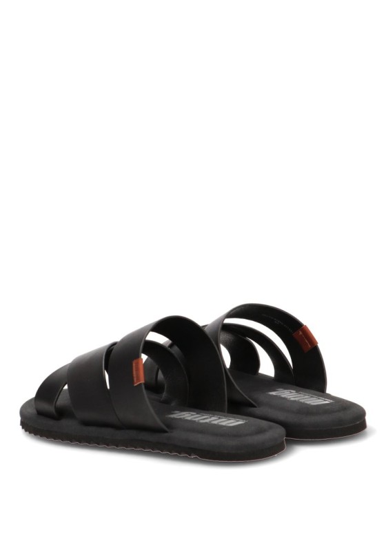 Sandalia negra de tiras con suela plana para hombre MUSTANG 84855