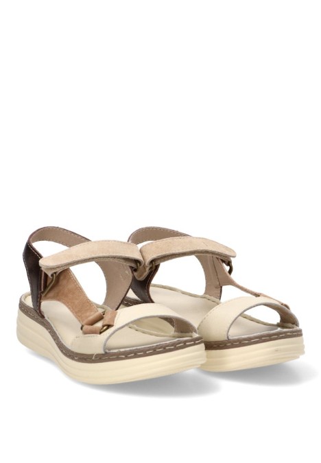 Sandalia de piel taupe para mujer FLEX PIES 683