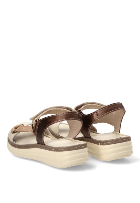 Sandalia de piel taupe para mujer FLEX PIES 683