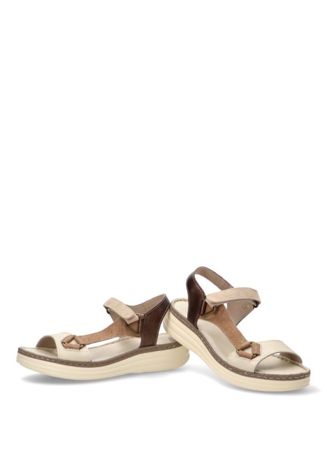 Sandalia de piel taupe para mujer FLEX PIES 683