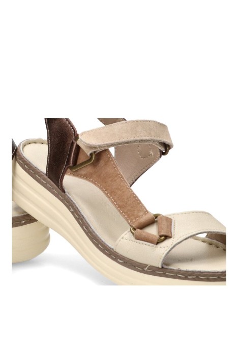 Sandalia de piel taupe para mujer FLEX PIES 683
