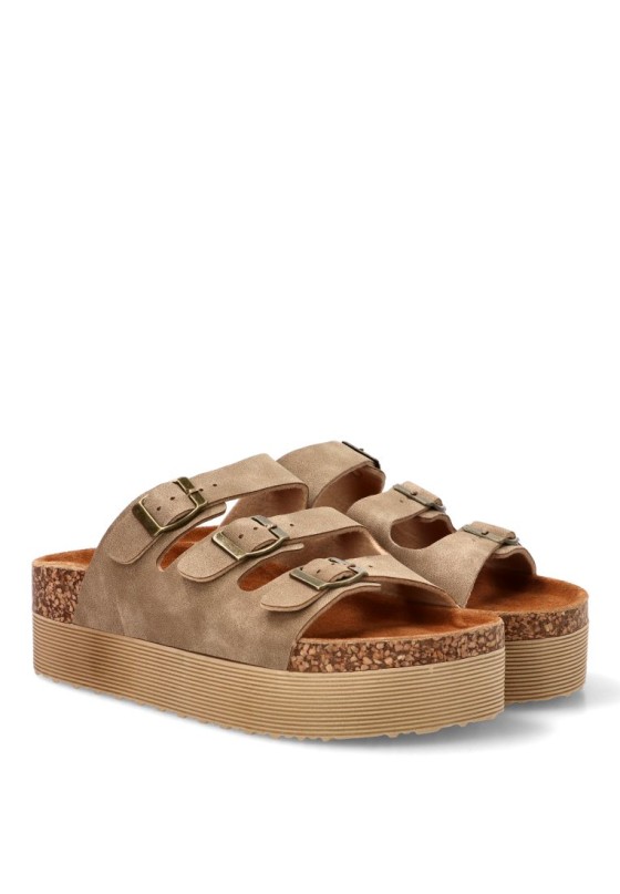 Sandalia plataforma con suela doble para mujer STAY 27-3048 taupe