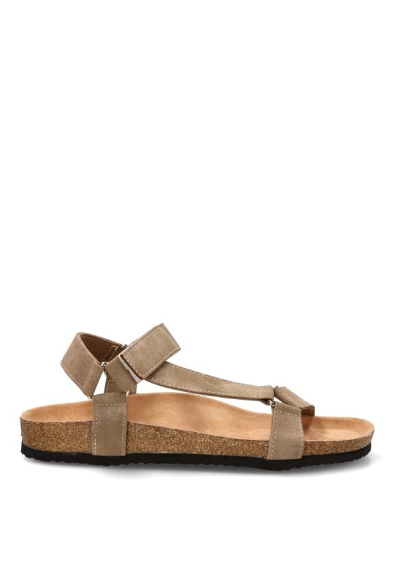 Sandalia taupe de hombre STAY 27-3007C con suela plana
