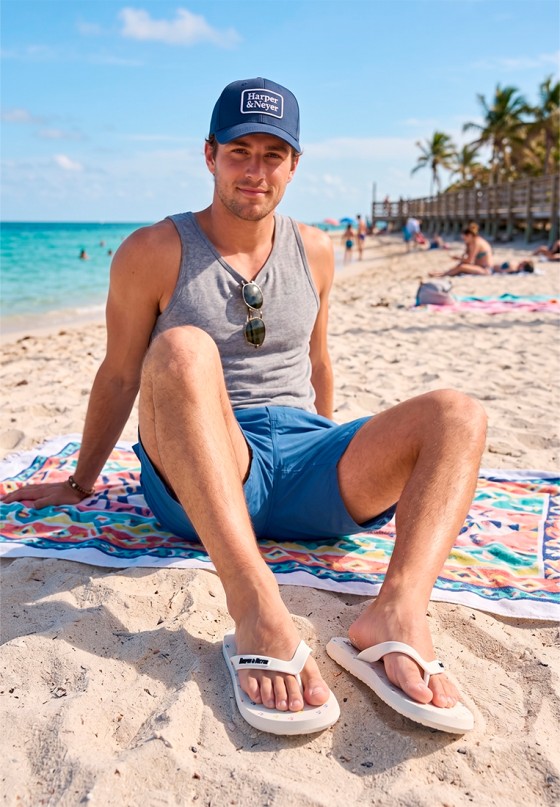Sandalia de playa blanca CHANCLA ICON para hombre HARPER & NEYER, de goma con suela plana