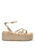 Sandalia oro con cuña media de mujer TINAS 6027