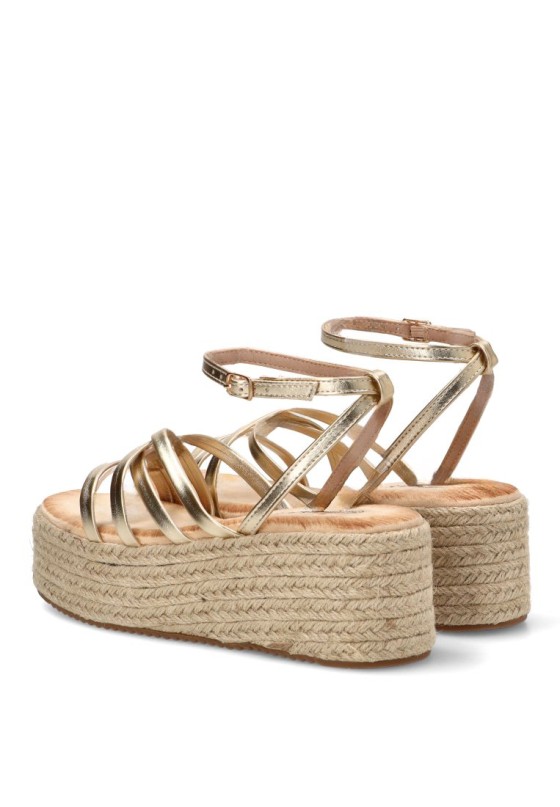 Sandalia oro con cuña media de mujer TINAS 6027