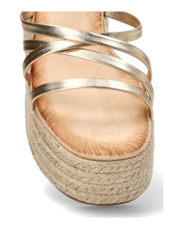 Sandalia oro con cuña media de mujer TINAS 6027