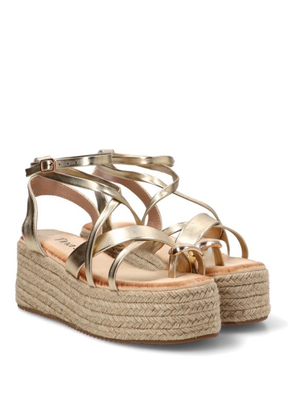 Sandalia TINAS 6012 oro con cuña media para mujer